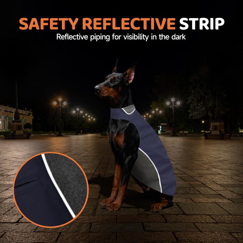 BONAWEN Winter Dog Coat 100% Waterproof Thicken Pet Jacket for Lab Pitbull Doberman Standard Poodle,German Sheperd Large Bread Dog(Navy,3XL) - Image 4